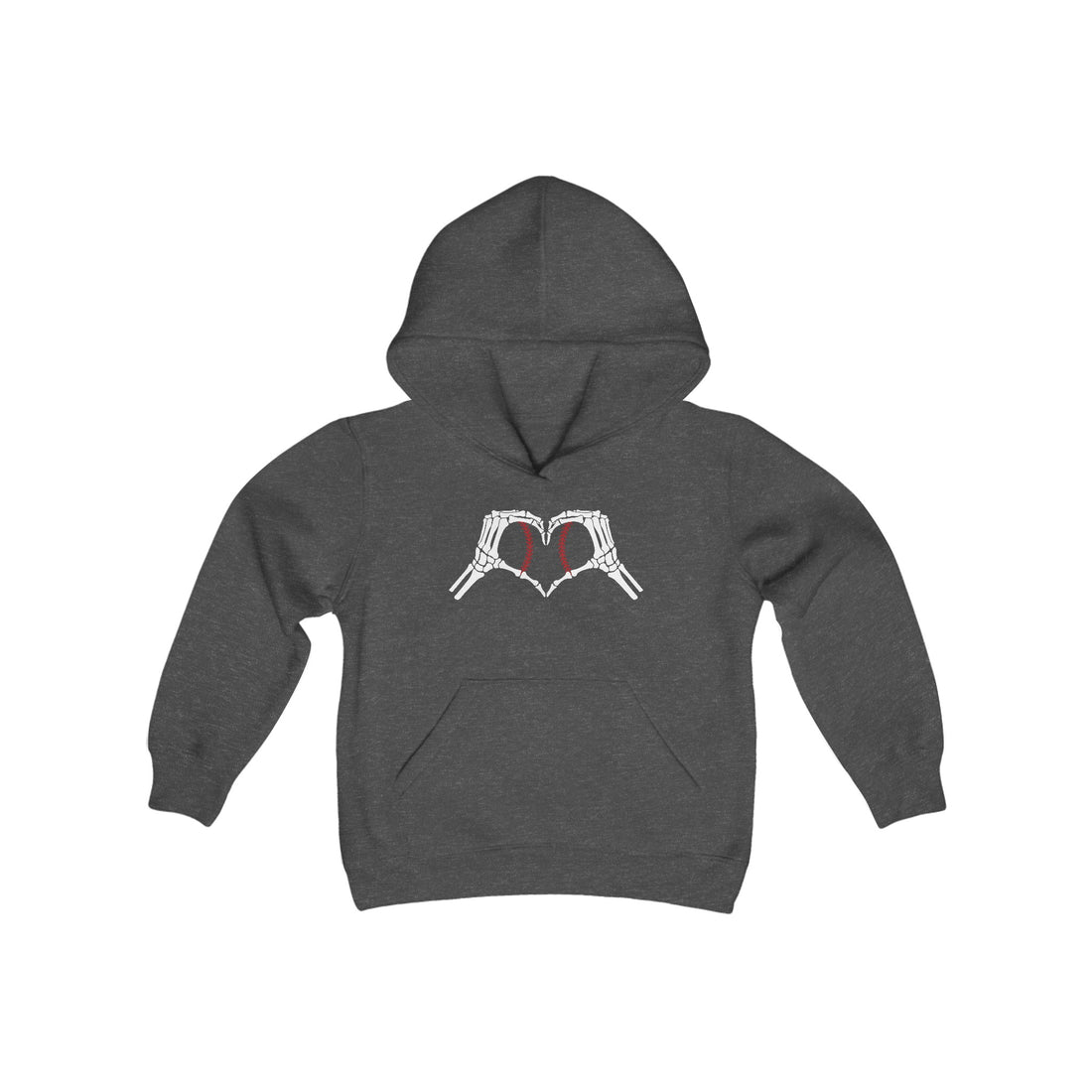 Youth Skeleton Baseball Heart Hoodie