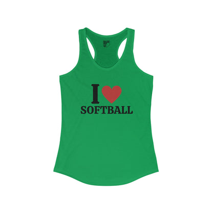 I Heart Softball Racerback Tank