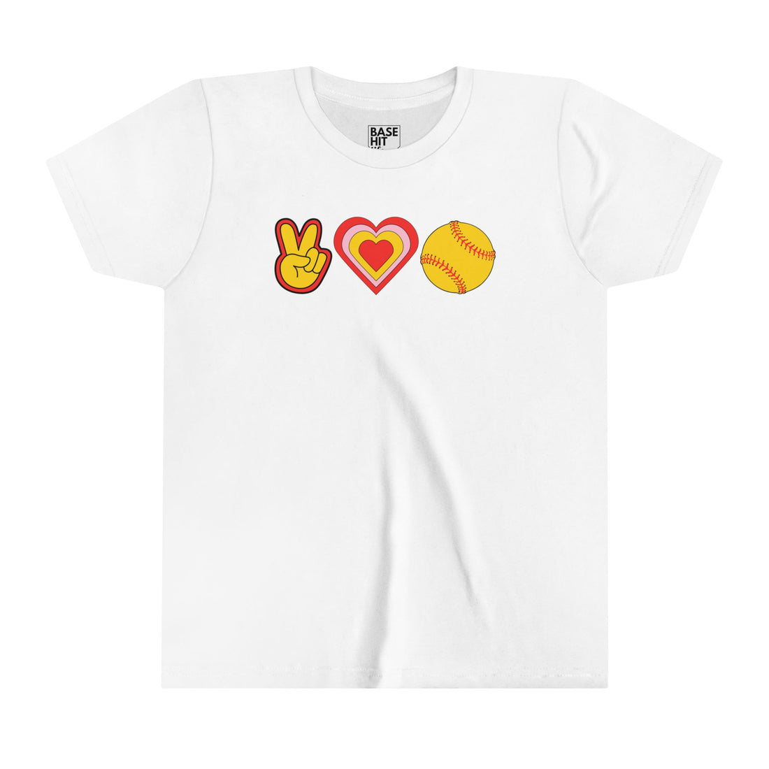 Youth Peace, Love and Softball T-Shirt