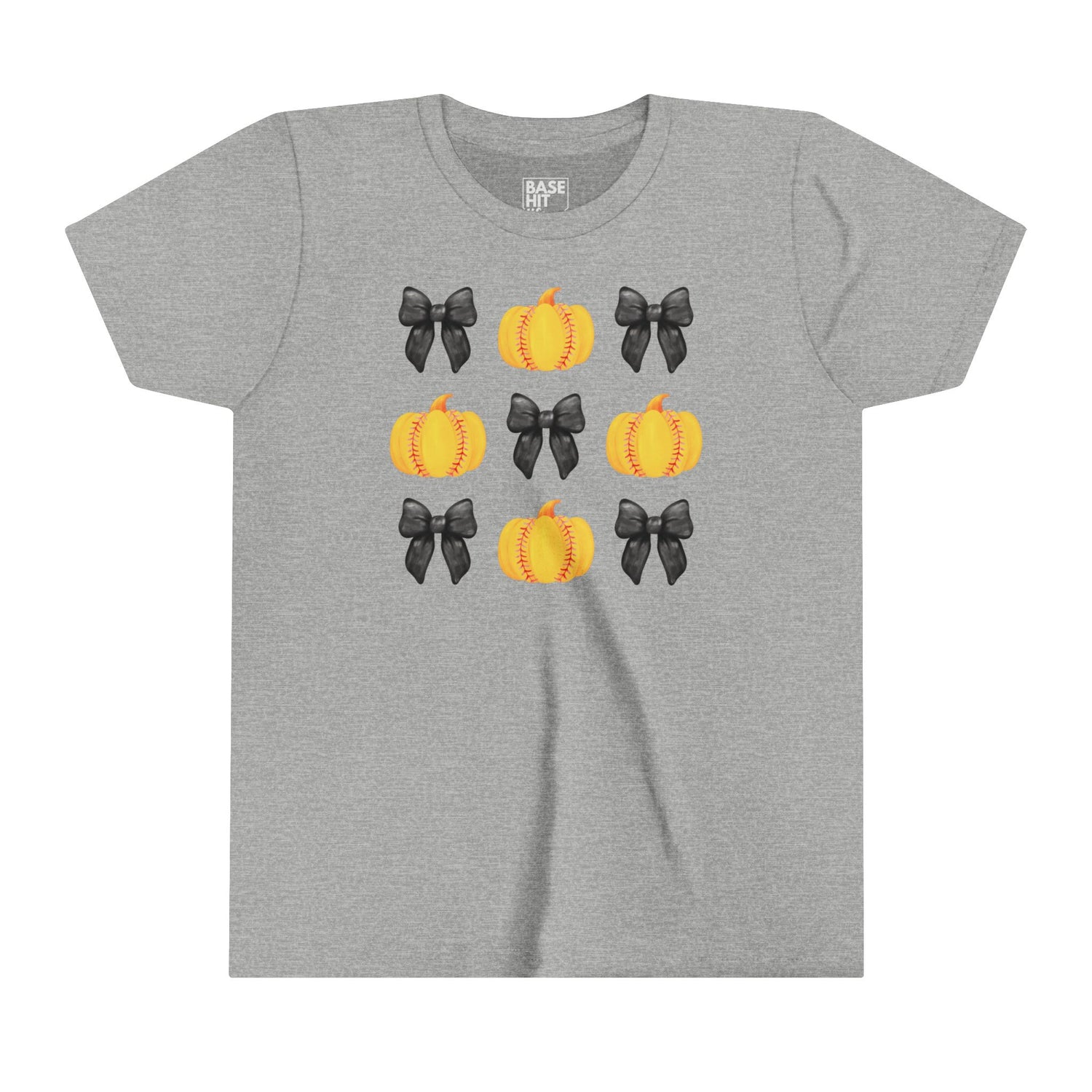 Youth Softball Bows and Pumpkins Short Sleeve Tee