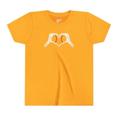 Youth Skeleton Baseball Heart Short Sleeve Tee