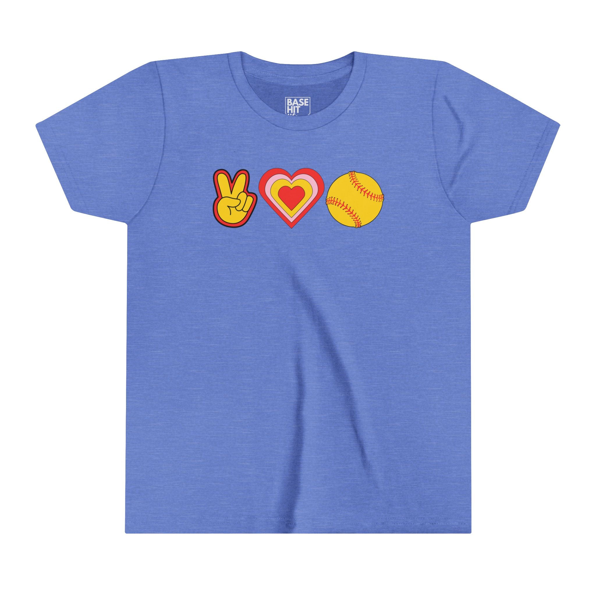 Youth Peace, Love and Softball T-Shirt