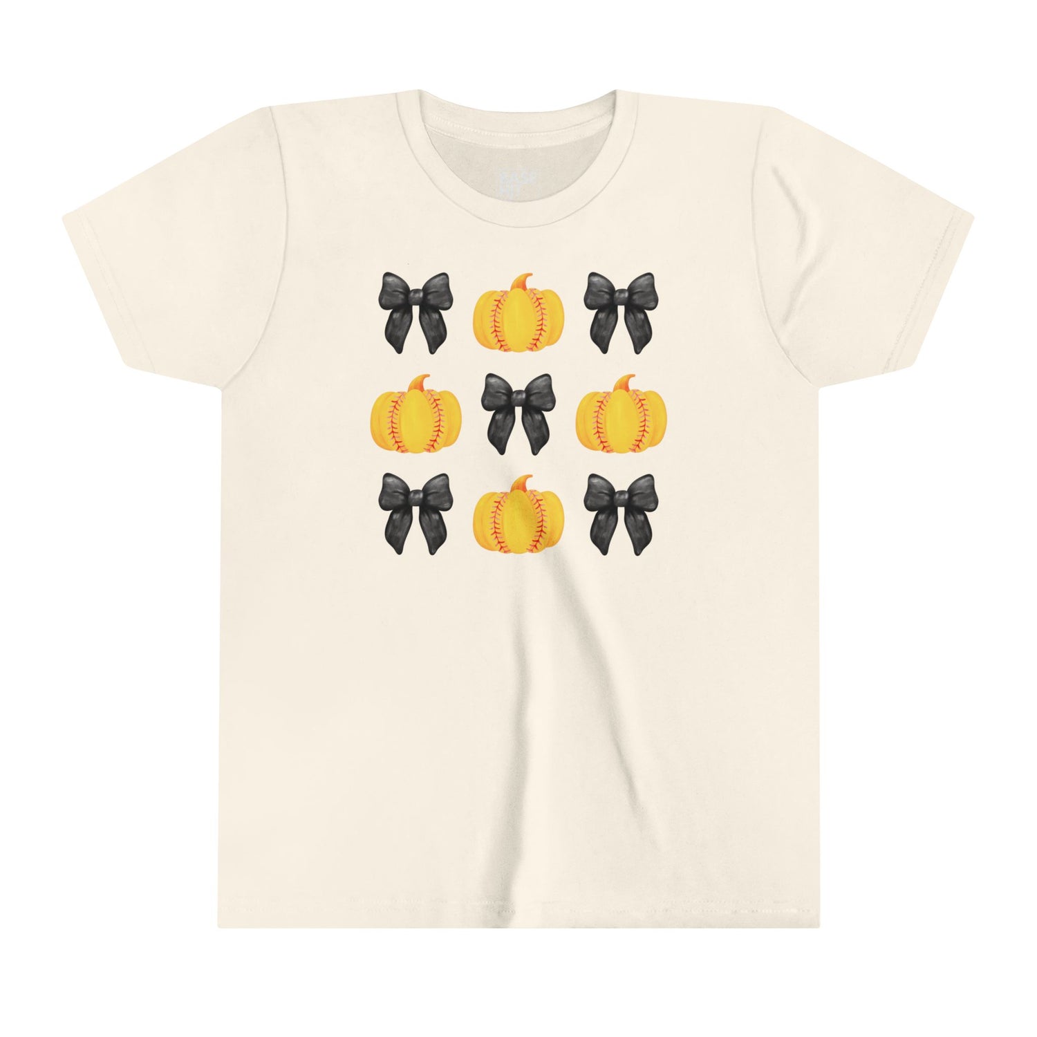 Youth Softball Bows and Pumpkins Short Sleeve Tee