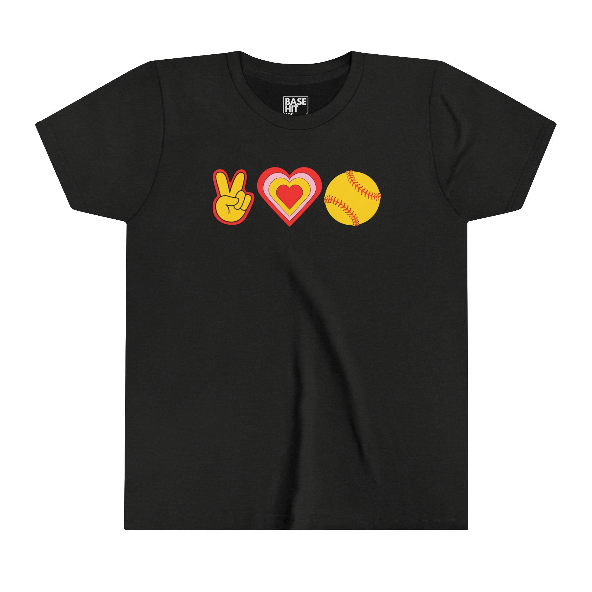 Youth Peace, Love and Softball T-Shirt