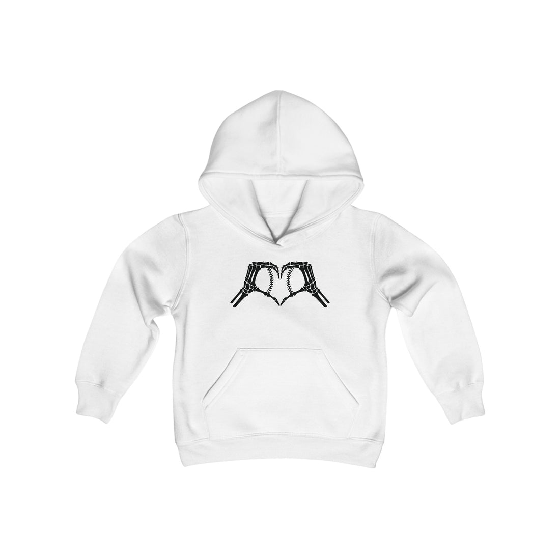 Youth Skeleton Baseball Heart Hoodie