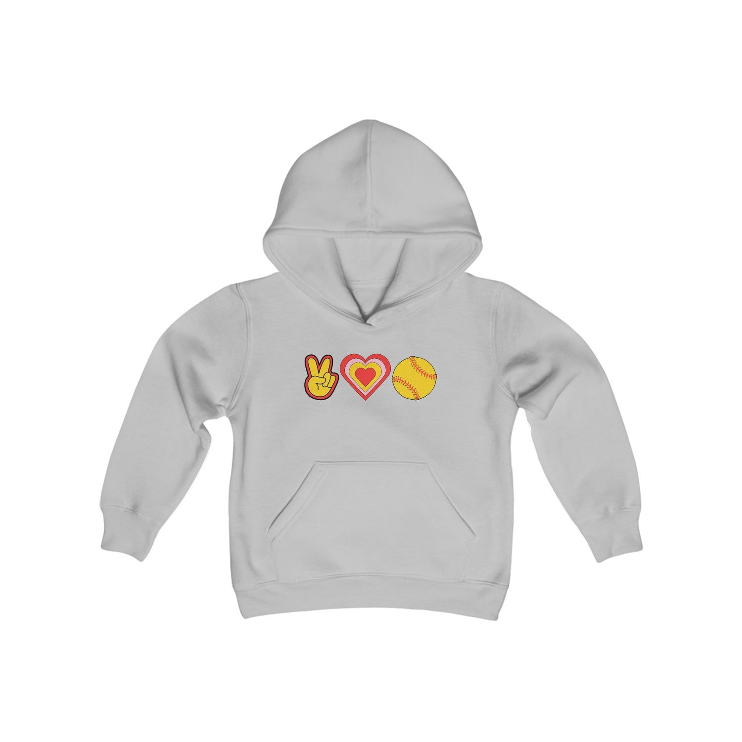 Youth Peace, Love and Softball Hoodie