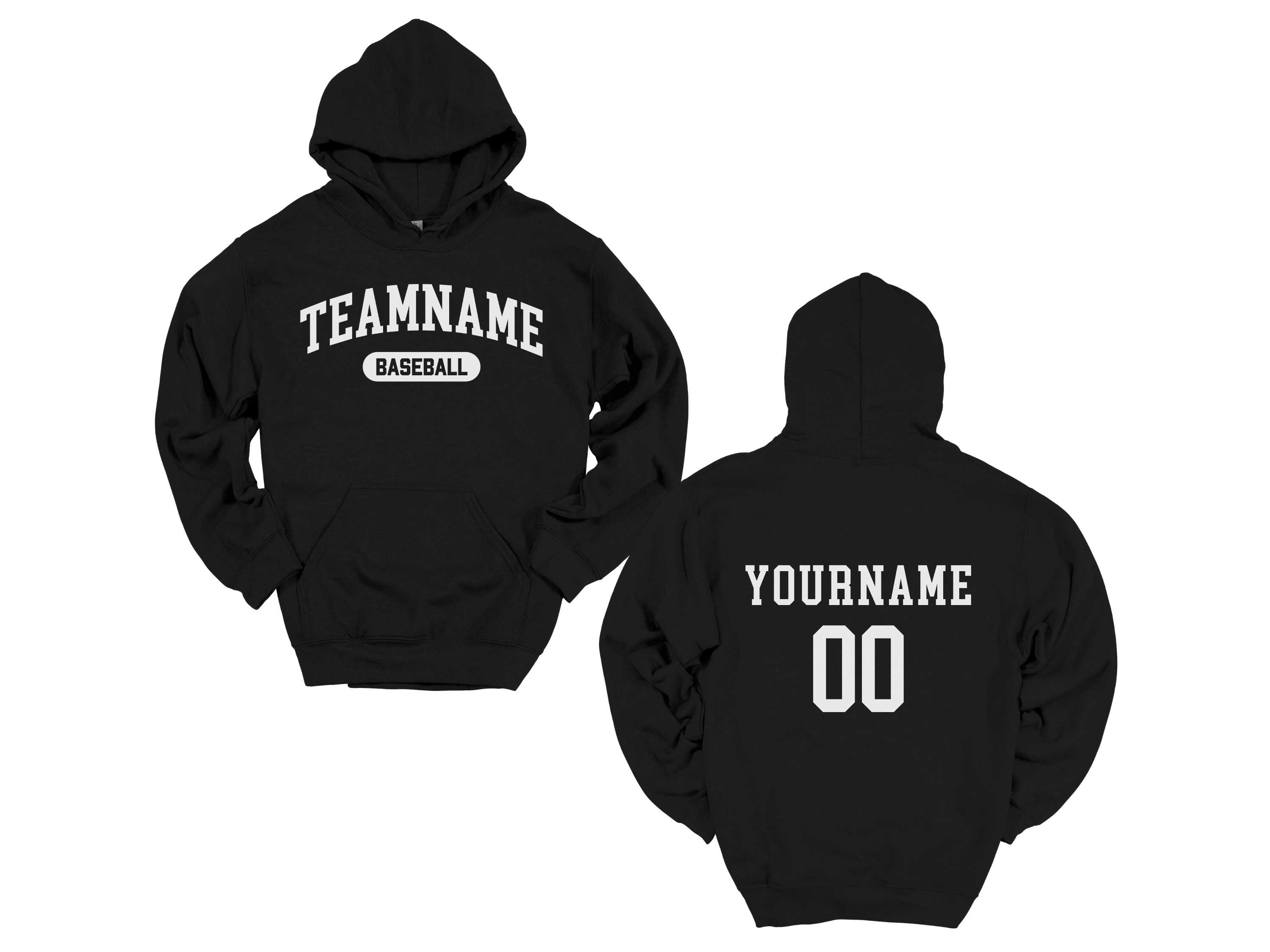 Custom Baseball Team, Name &amp; Number Hoodie