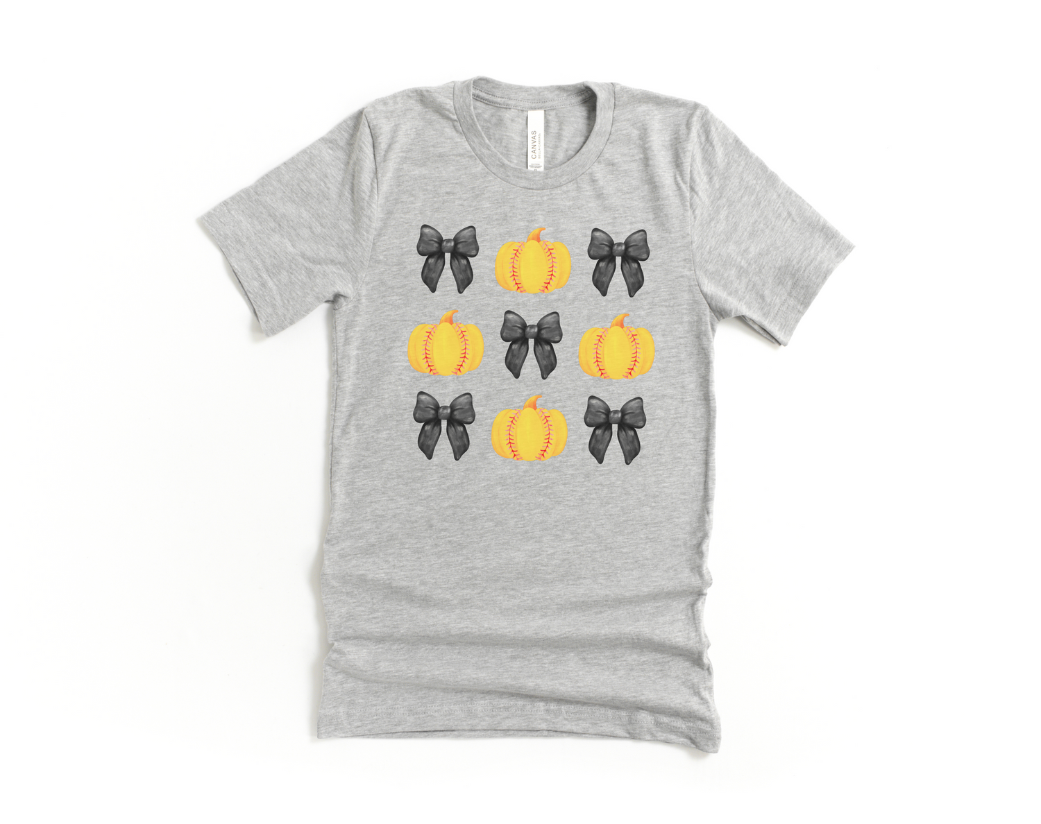 Softball Bows and Pumpkins Short Sleeve Tee