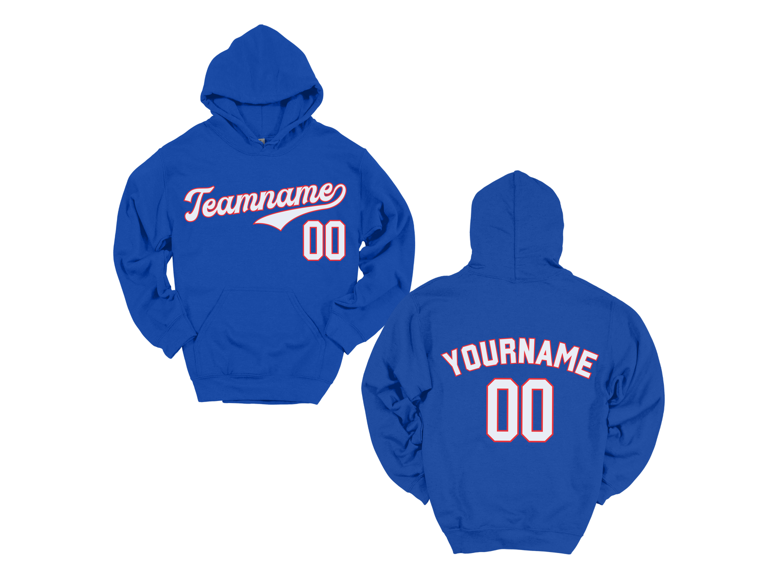 Baseball Custom Team, Name &amp; Number Hoodie