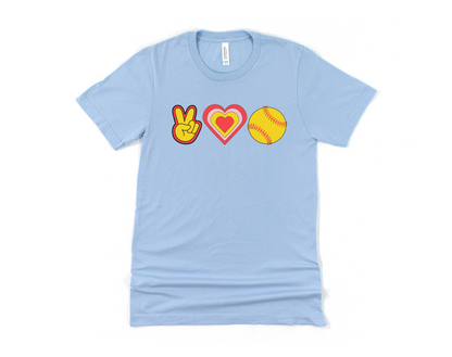 Peace, Love and Softball Short Sleeve Tee