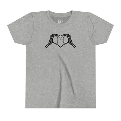 Youth Skeleton Baseball Heart Short Sleeve Tee