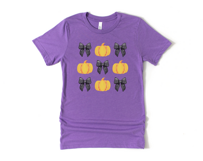 Softball Bows and Pumpkins Short Sleeve Tee