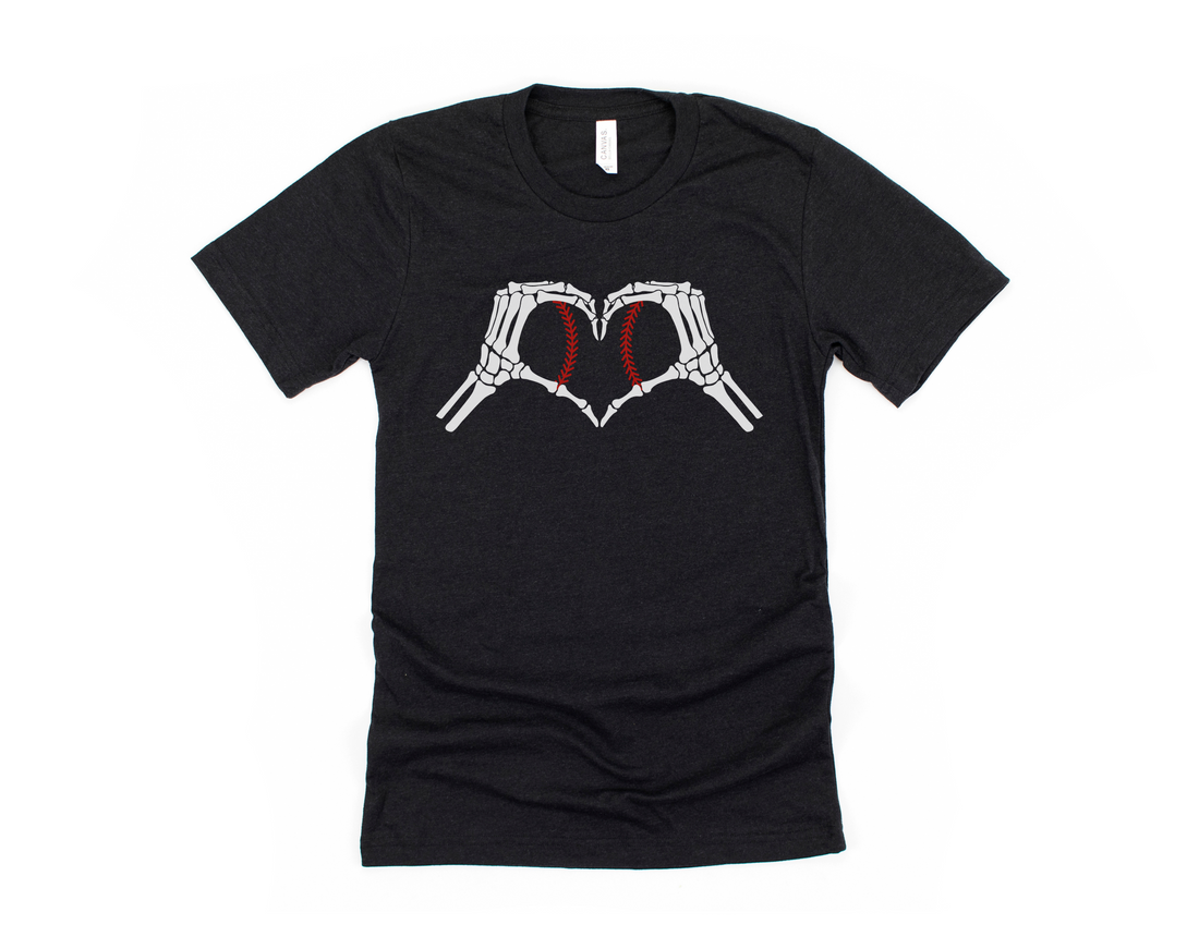 Skeleton Baseball Heart Short Sleeve Tee