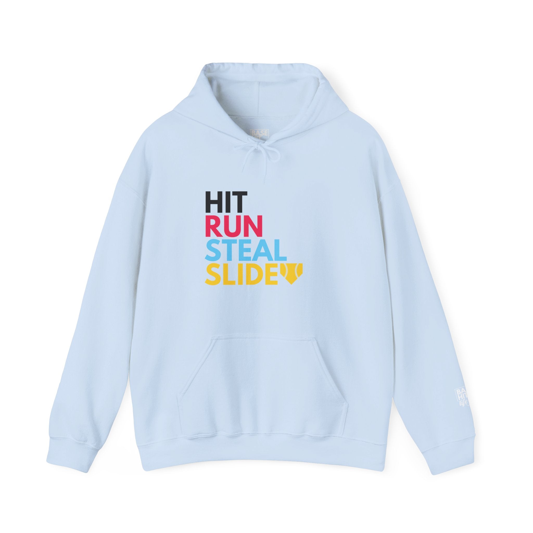 Softball Hit, Run, Steal, Slide Home Hoodie