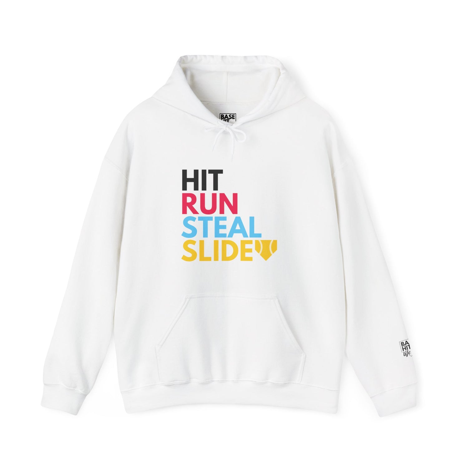 Softball Hit, Run, Steal, Slide Home Hoodie