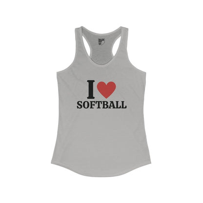 I Heart Softball Racerback Tank