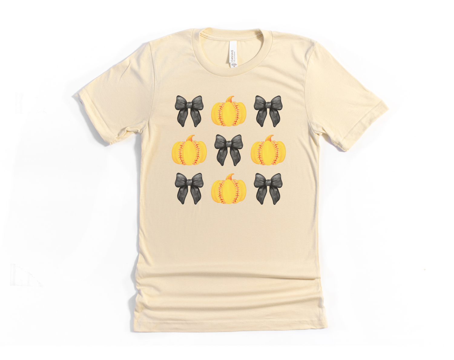 Softball Bows and Pumpkins Short Sleeve Tee