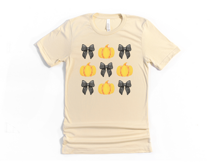 Softball Bows and Pumpkins Short Sleeve Tee