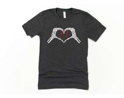 Skeleton Baseball Heart Short Sleeve Tee