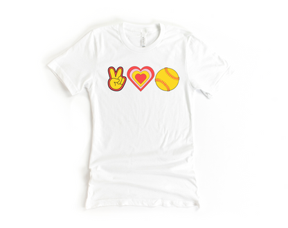 Peace, Love and Softball Short Sleeve Tee