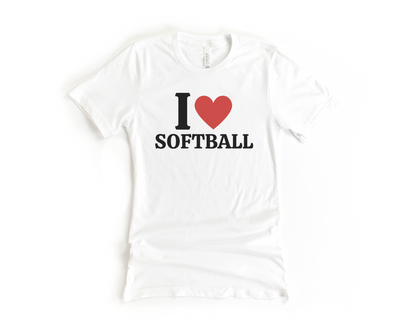 I Heart Softball Short Sleeve Tee