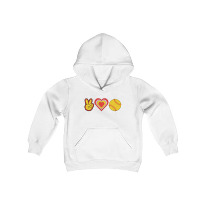 Youth Peace, Love and Softball Hoodie