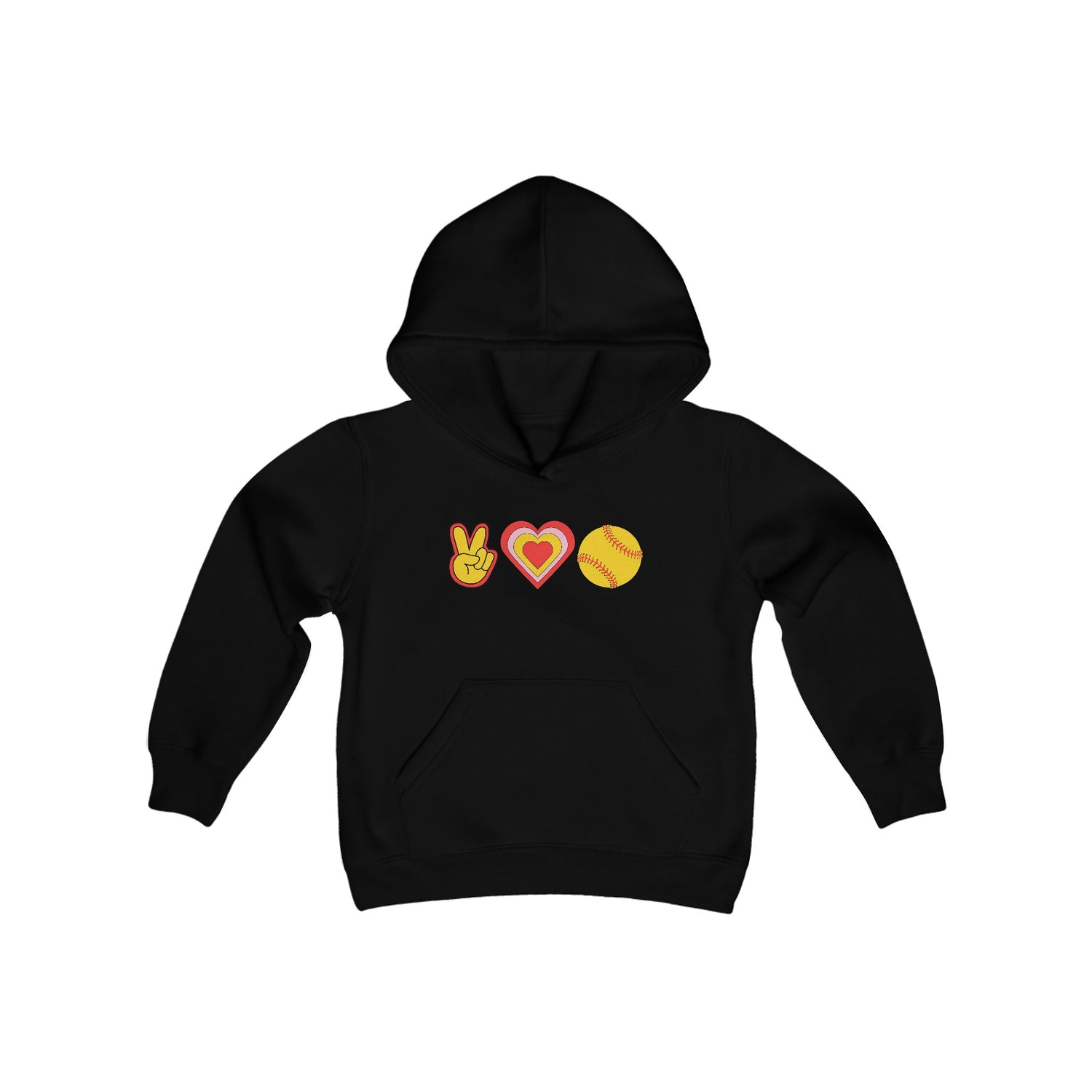 Youth Peace, Love and Softball Hoodie