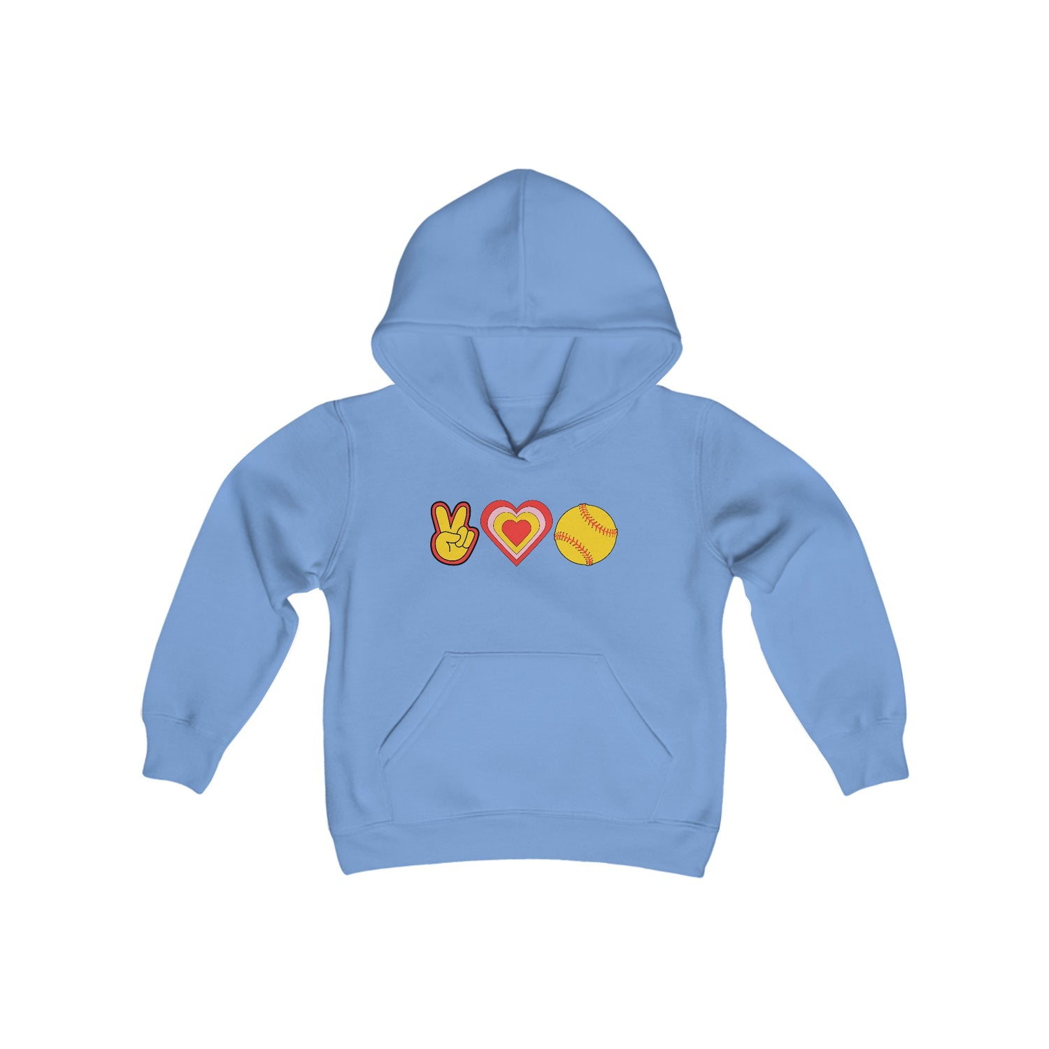 Youth Peace, Love and Softball Hoodie