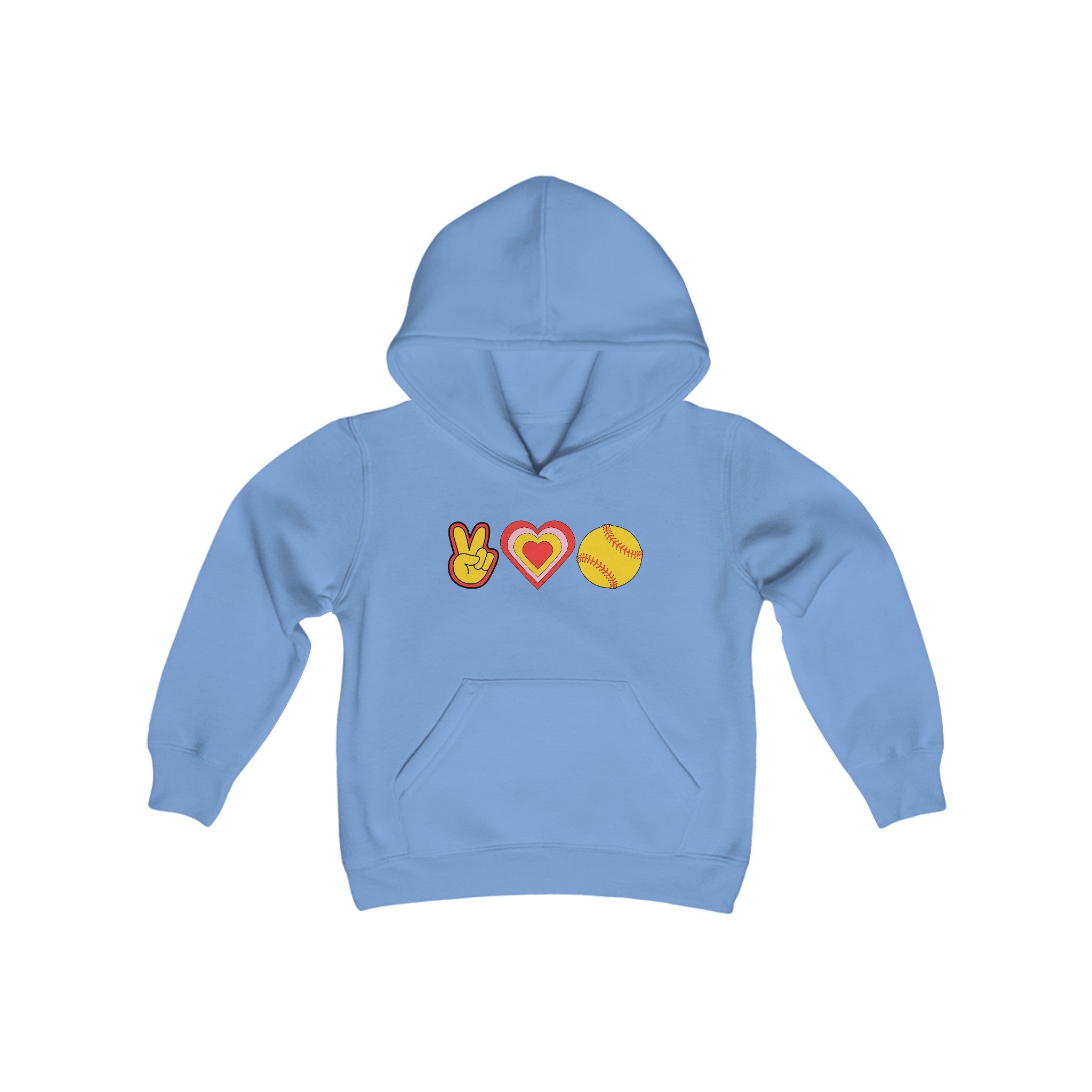 Youth Peace, Love and Softball Hoodie