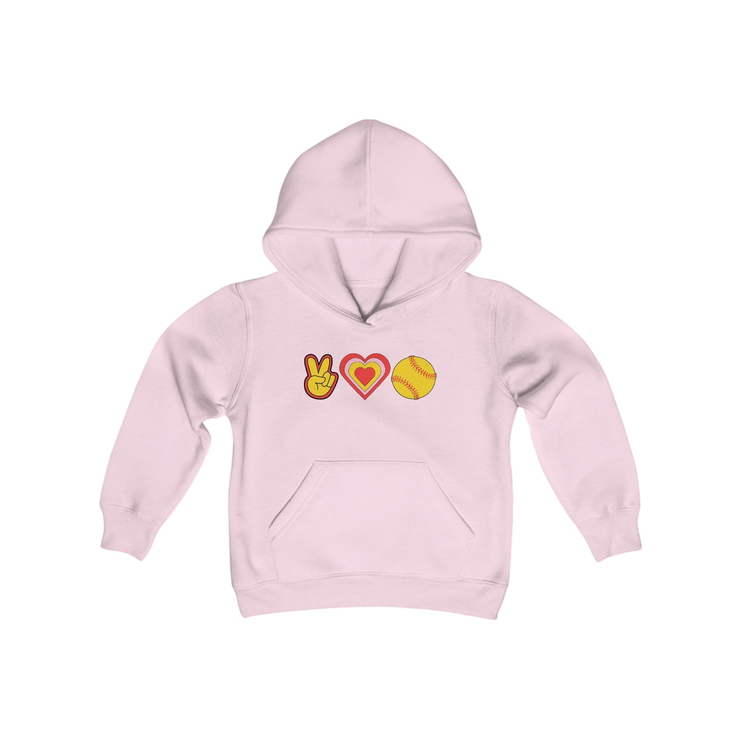 Youth Peace, Love and Softball Hoodie