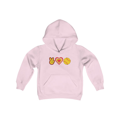 Youth Peace, Love and Softball Hoodie