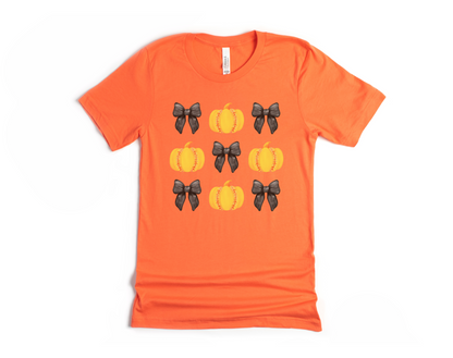 Softball Bows and Pumpkins Short Sleeve Tee