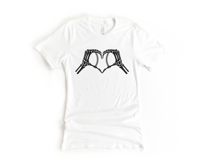 Skeleton Baseball Heart Short Sleeve Tee