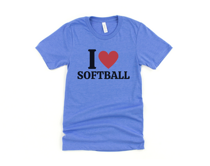 I Heart Softball Short Sleeve Tee