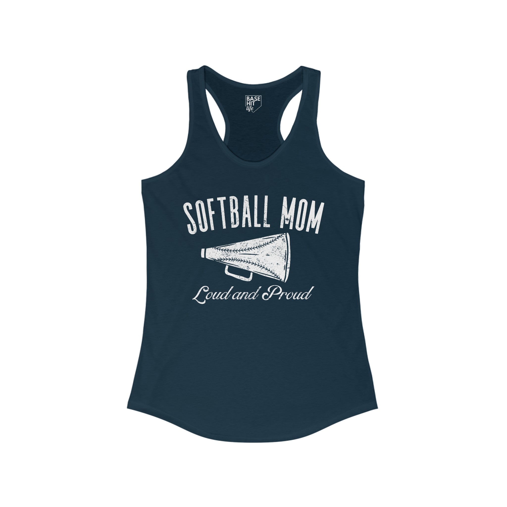 Softball Mom: Loud and Proud Racerback Tank