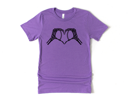 Skeleton Baseball Heart Short Sleeve Tee