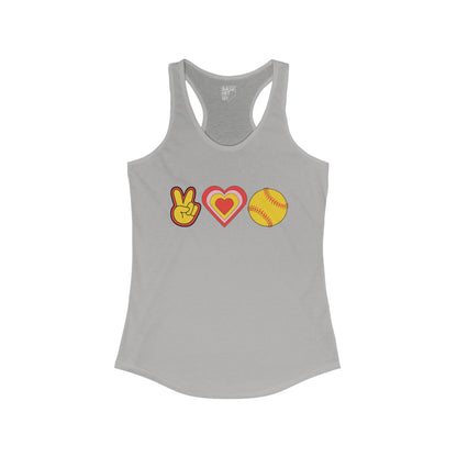 Peace, Love and Softball Racerback Tank