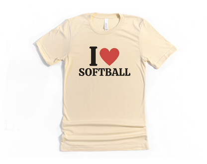 I Heart Softball Short Sleeve Tee