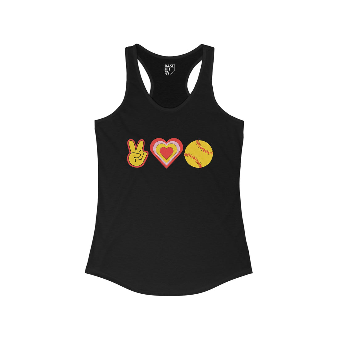 Peace, Love and Softball Racerback Tank