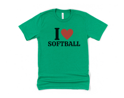 I Heart Softball Short Sleeve Tee