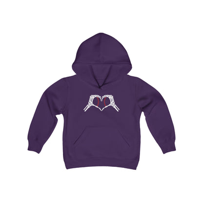 Youth Skeleton Baseball Heart Hoodie