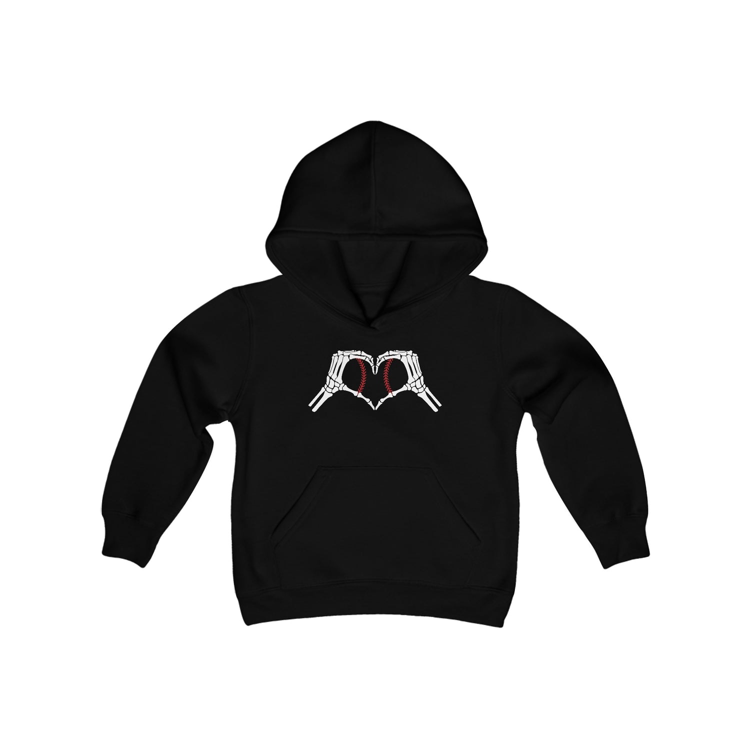 Youth Skeleton Baseball Heart Hoodie