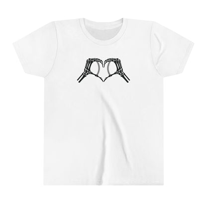 Youth Skeleton Baseball Heart Short Sleeve Tee