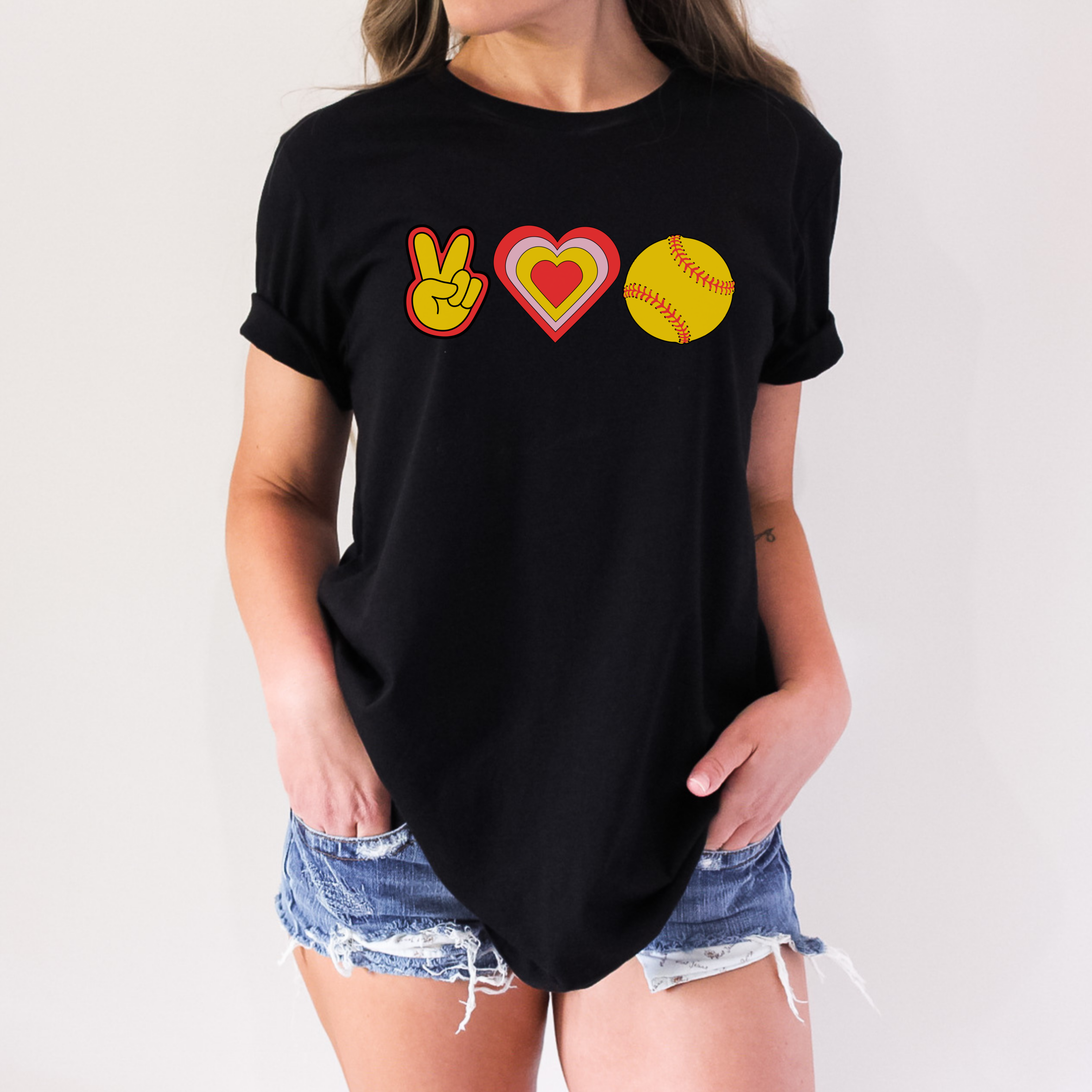 Peace, Love and Softball Short Sleeve Tee