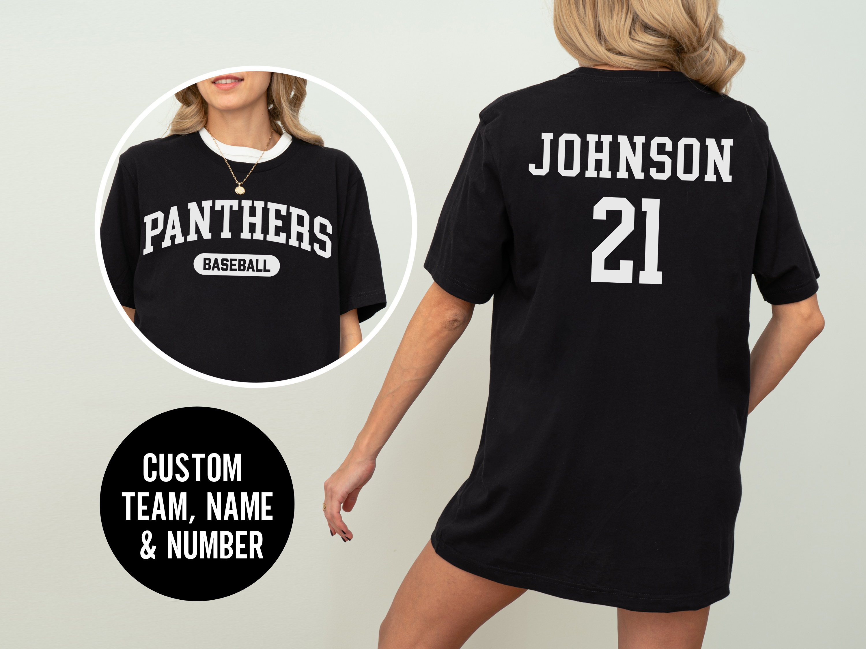 Custom Baseball Team, Name &amp; Number T-Shirt