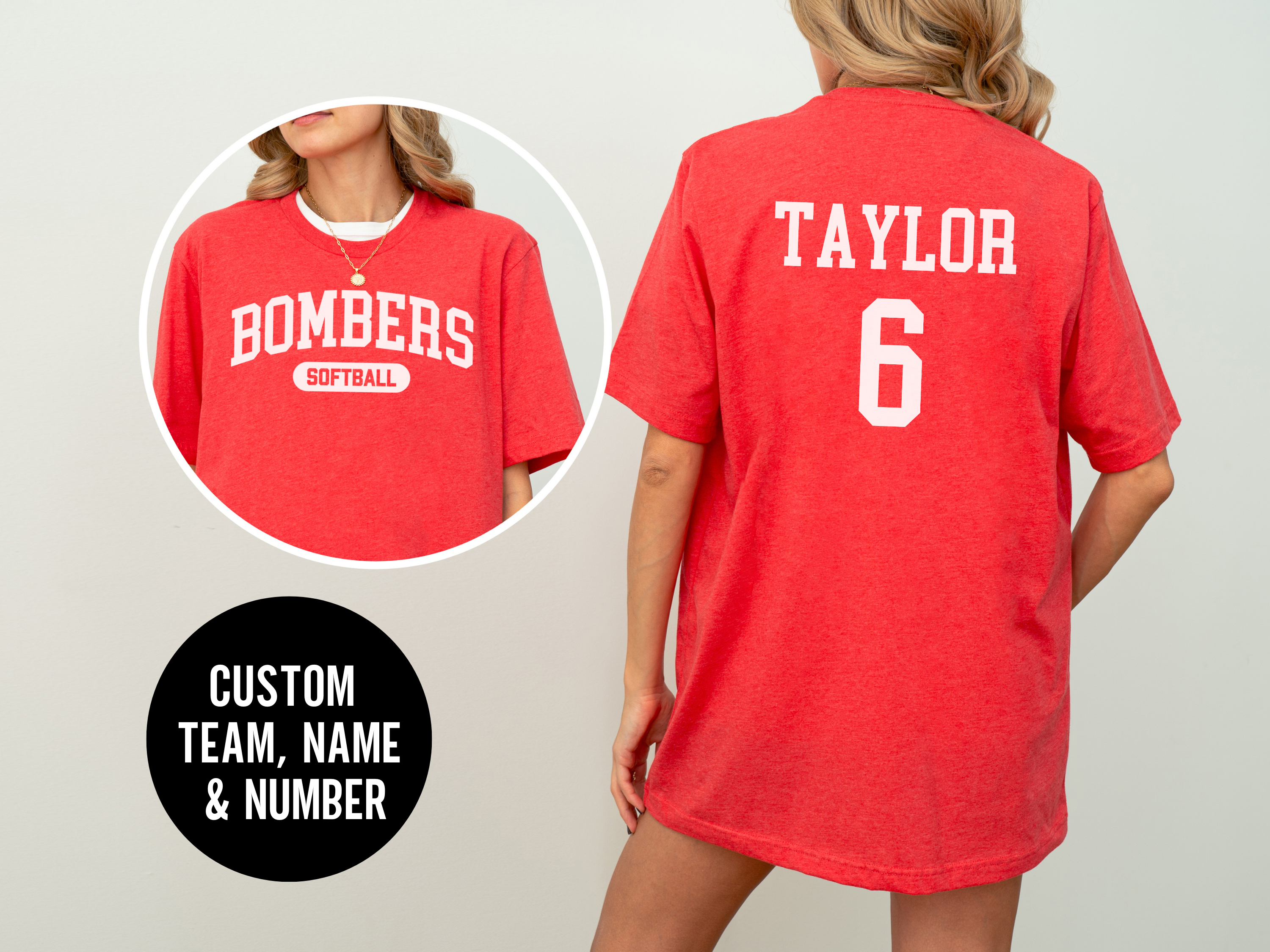 Custom Softball Team, Name &amp; Number T-Shirt