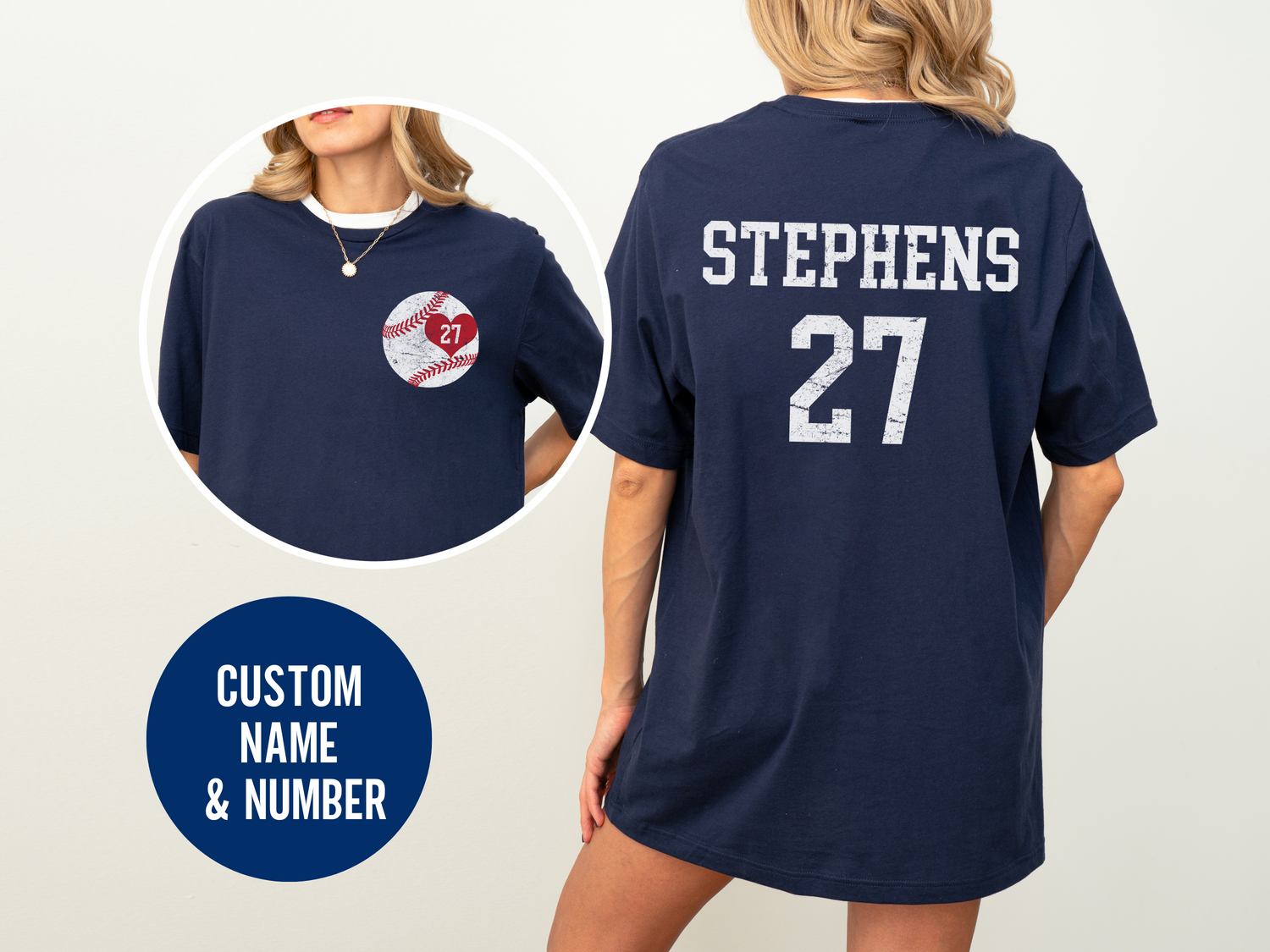 Custom Baseball Player Name &amp; Number T-Shirt