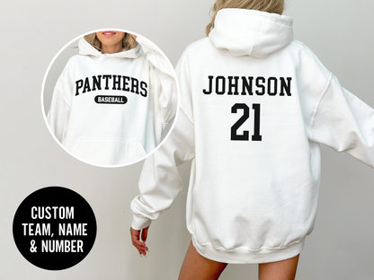 Custom Baseball Team, Name &amp; Number Hoodie