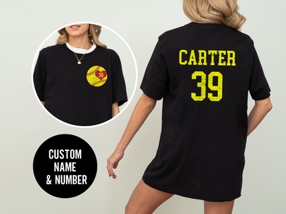 Custom Softball Player Name &amp; Number T-Shirt