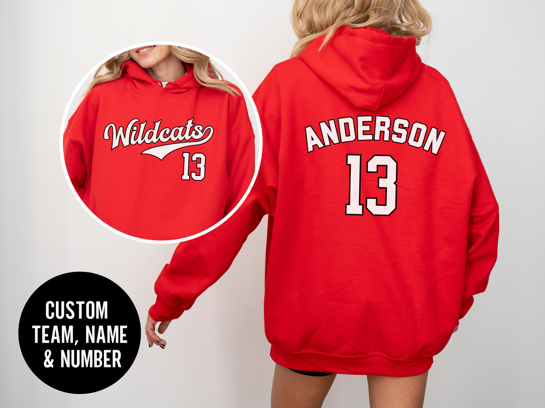 Baseball Custom Team, Name &amp; Number Hoodie